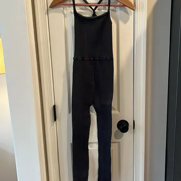 NWOT Free People FP Movement Happiness Runs Square Neck Tank Top One Piece Black - Picture 2 of 7